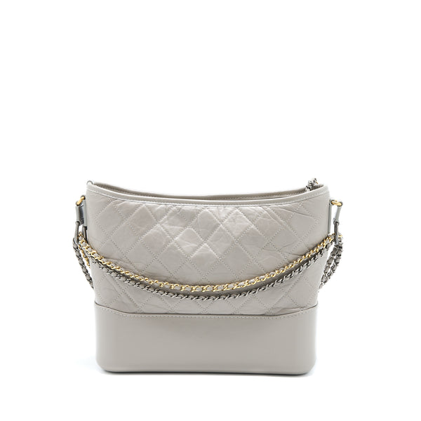 Chanel Large Gabrielle Hobo Bag Aged Calfskin Light Grey Multicoloured Hardware