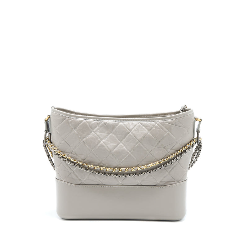 Chanel Large Gabrielle Hobo Bag Aged Calfskin Light Grey Multicoloured Hardware