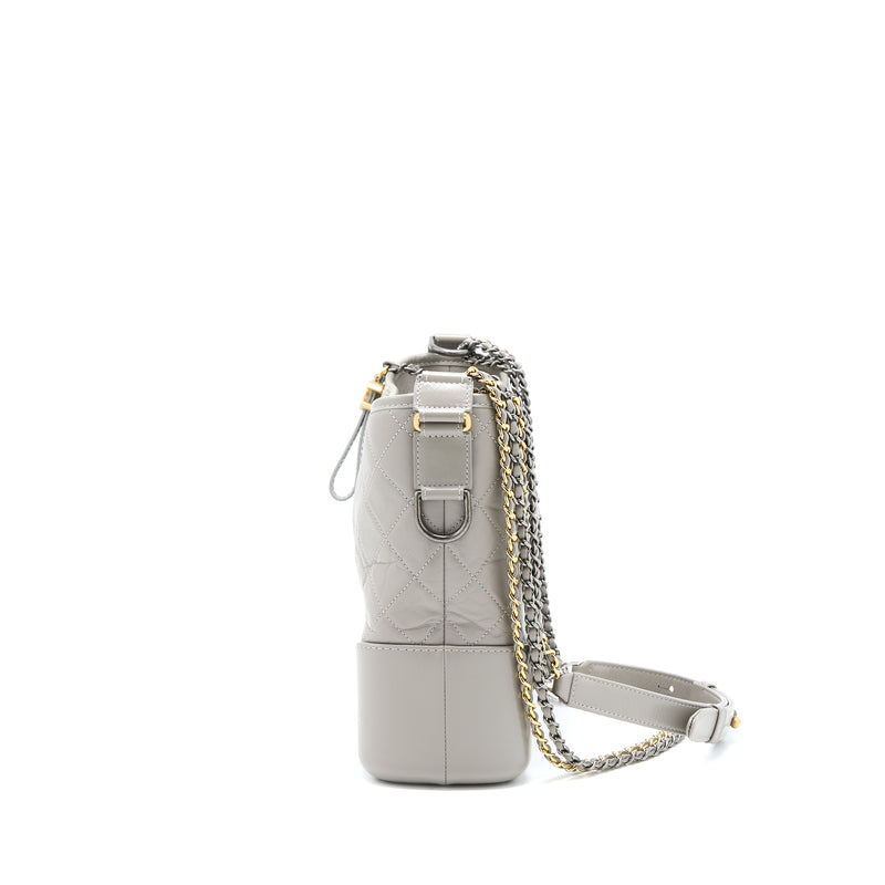Chanel Large Gabrielle Hobo Bag Aged Calfskin Light Grey Multicoloured Hardware