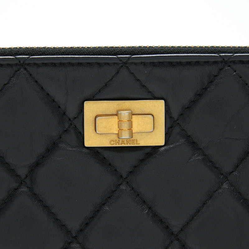 Chanel 2.55 Leather Clutch with Charm Black GHW