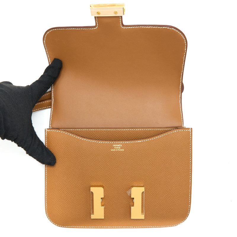 Hermes Constance Mini Epsom Gold GHW Stamp U (New Version)