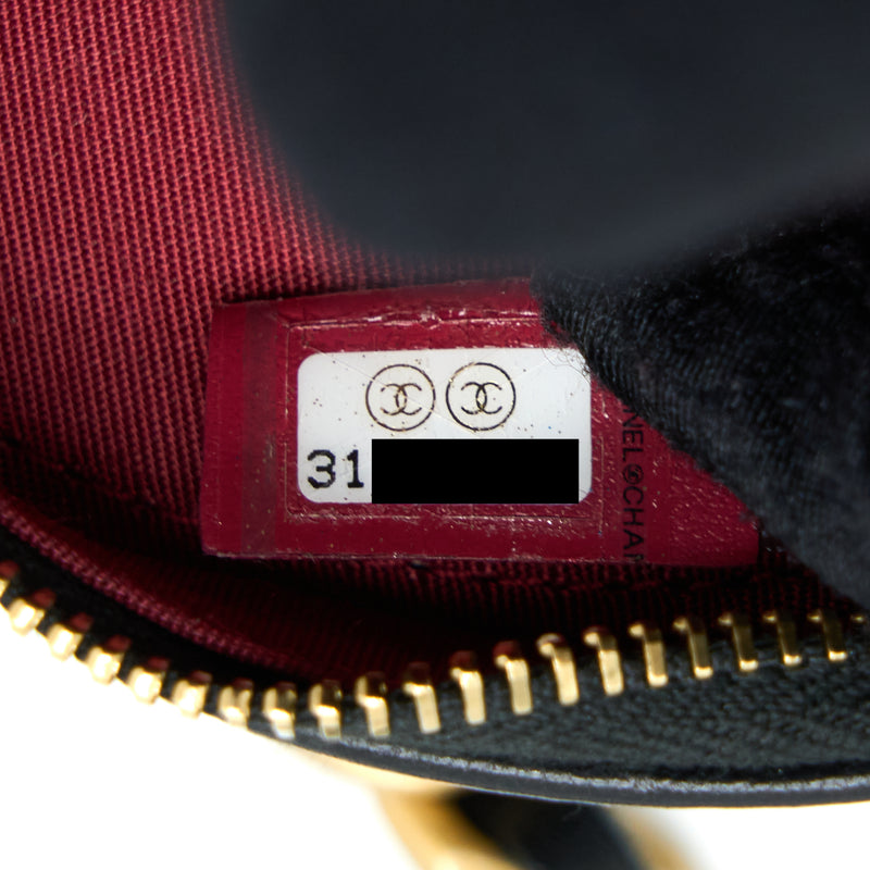 Chanel 19 Round Clutch With Chain Lambskin Gold/Silver Hardware