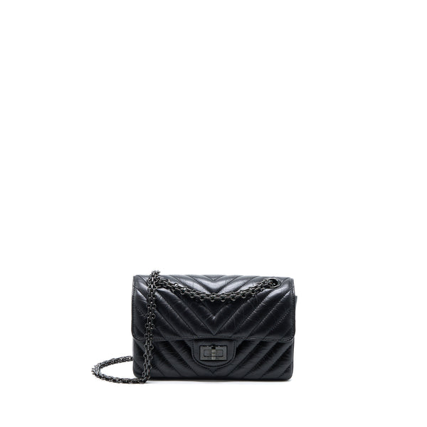 Chanel Mini Reissue 2.55 Flap Bag Chevron Aged Calfskin So Black