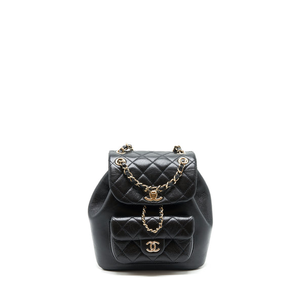 Chanel 22C mini Duma backpack calfskin Black LGHW(Microchip)