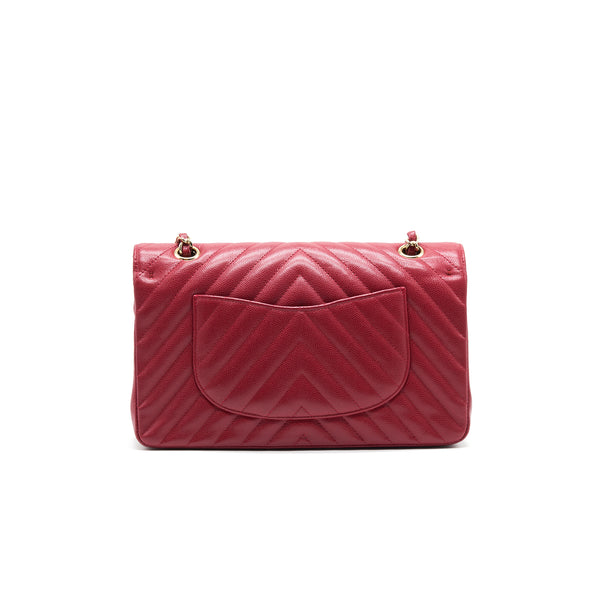 Chanel Medium Classic Double Flap caviar Raspberry Red with LGHW