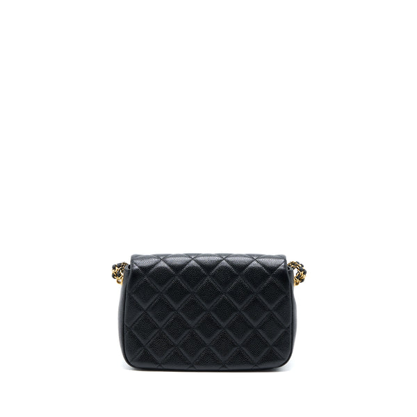 Chanel Quilted Flap Bag with Double Chain Caviar Black Brushed GHW (Microchip)