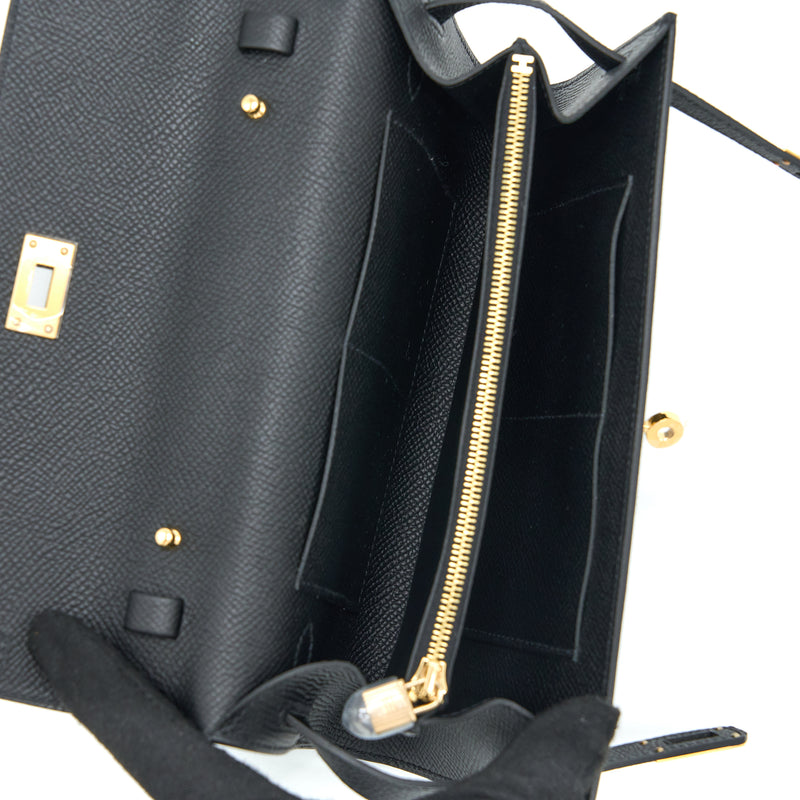 Hermes Kelly To Go Epsom Black GHW Stamp U