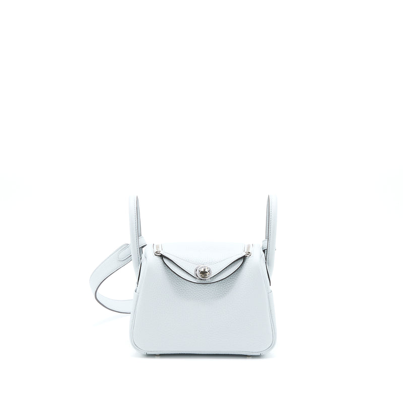 Hermes Mini Lindy Clemence Blue Pale SHW Stamp U