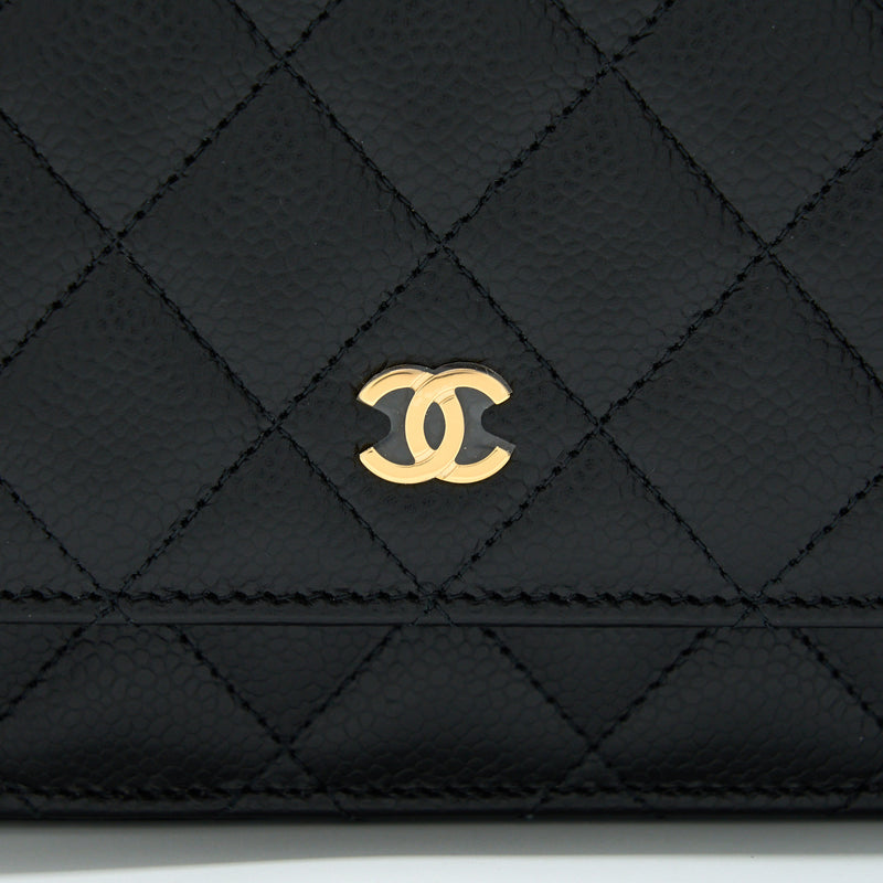 Chanel Classic Wallet On Chain Caviar Black GHW (Microchip)