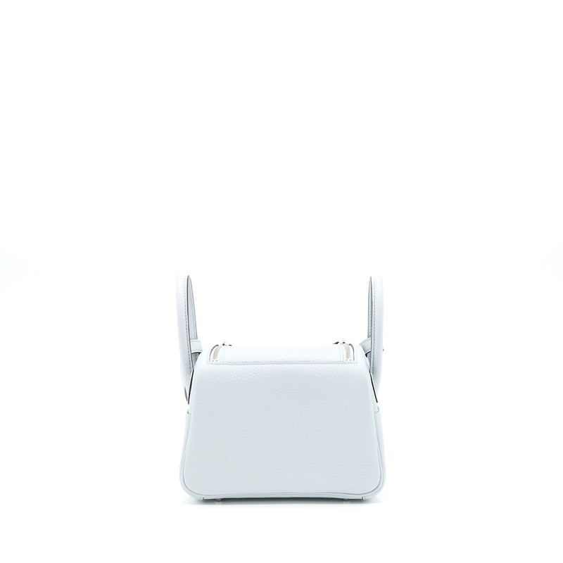 Hermes Mini Lindy Clemence Blue Pale SHW Stamp U