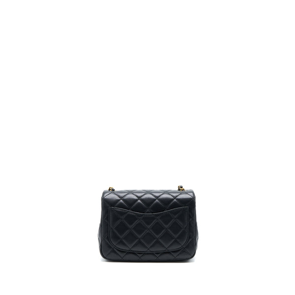 Chanel Pearl Crush Mini Square Flap Bag Lambskin Black Brushed GHW (Microchip)