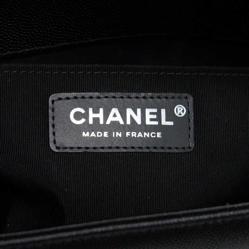 Chanel Medium Boy Bag Caviar Black With Ruthenium Sliver Hardware