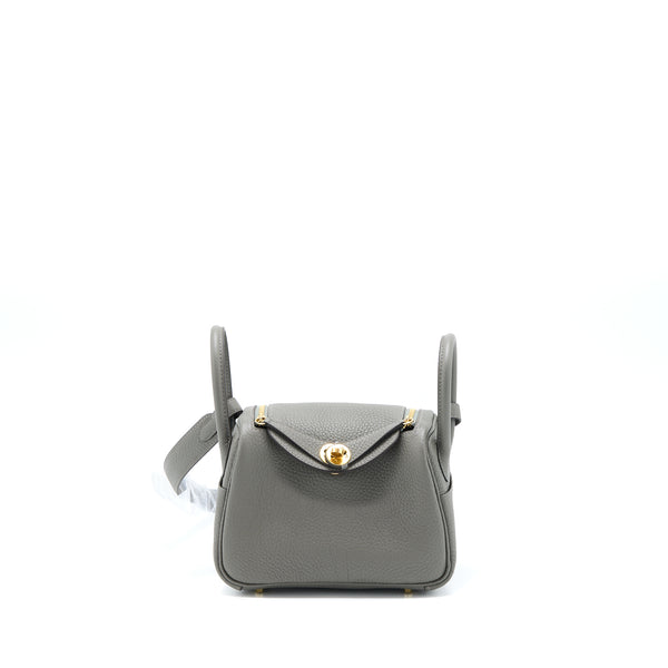 Hermes Mini Lindy Clemence 0L Gris Meyer GHW Stamp U