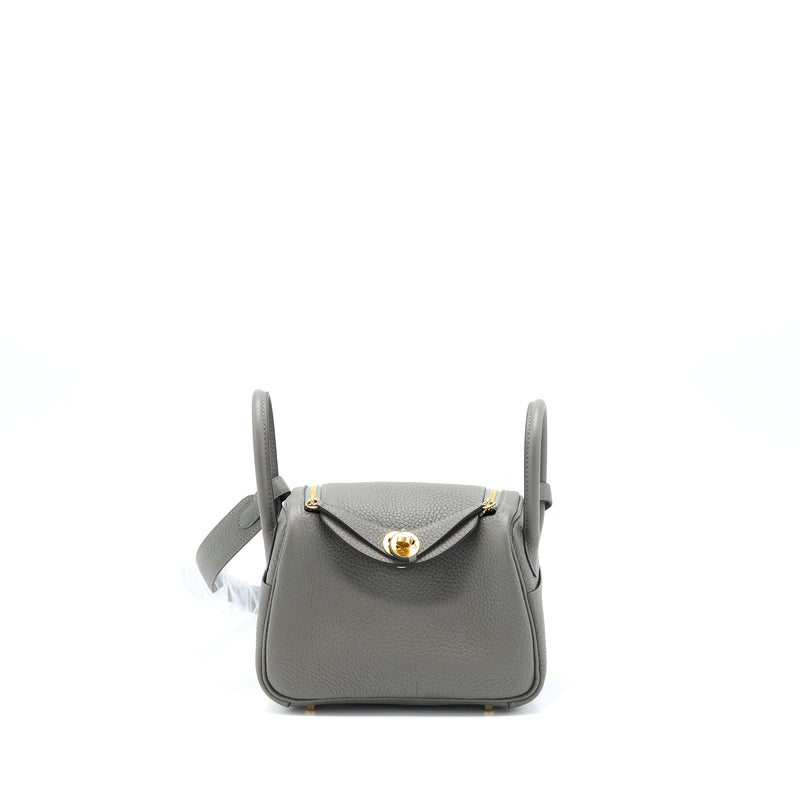 Hermes Mini Lindy Clemence 0L Gris Meyer GHW Stamp U