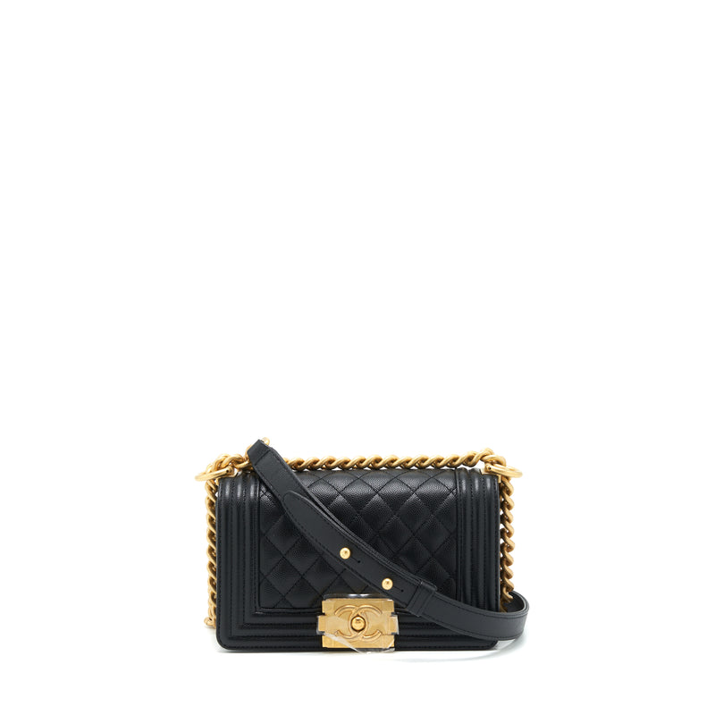 Chanel Small Boy Bag Caviar Black Brushed GHW (Microchip)