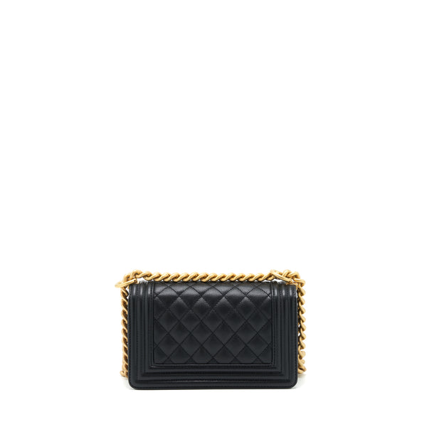 Chanel Small Boy Bag Caviar Black Brushed GHW (Microchip)