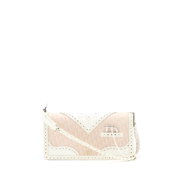 Dior Pink Logo Monogram Lace Handbag Pearl D Strap Charm SHW