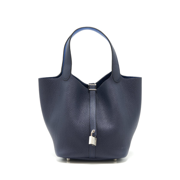 Hermes Picotin 22 Lock Bag Bleu Nuit/Bleu France SHW Stamp Z