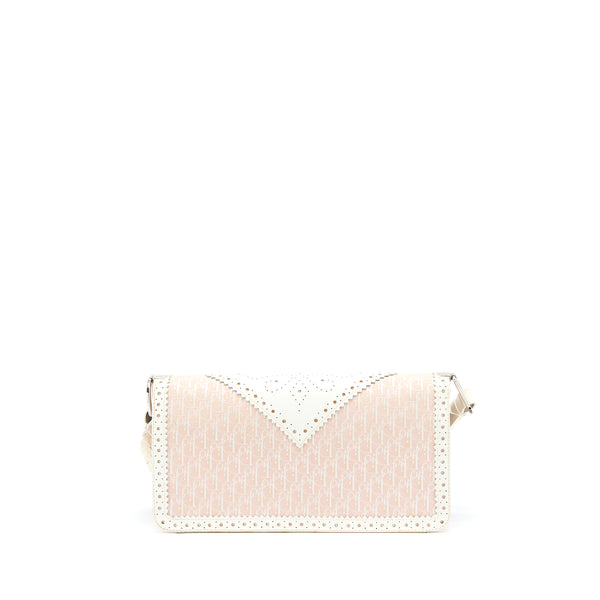 Dior Pink Logo Monogram Lace Handbag Pearl D Strap Charm SHW
