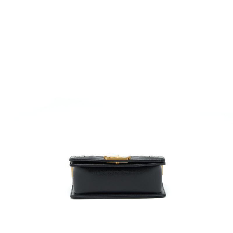 Chanel Small Boy Bag Caviar Black Brushed GHW (Microchip)