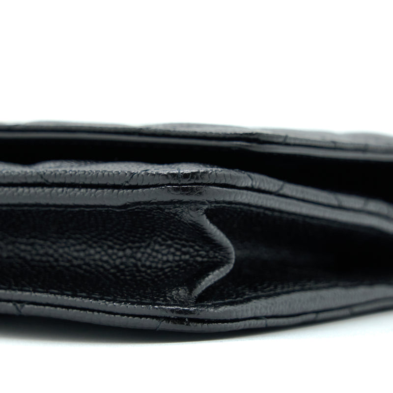 Chanel Letter Top Handle Wallet On Chain Caviar Black GHW (Microchip)