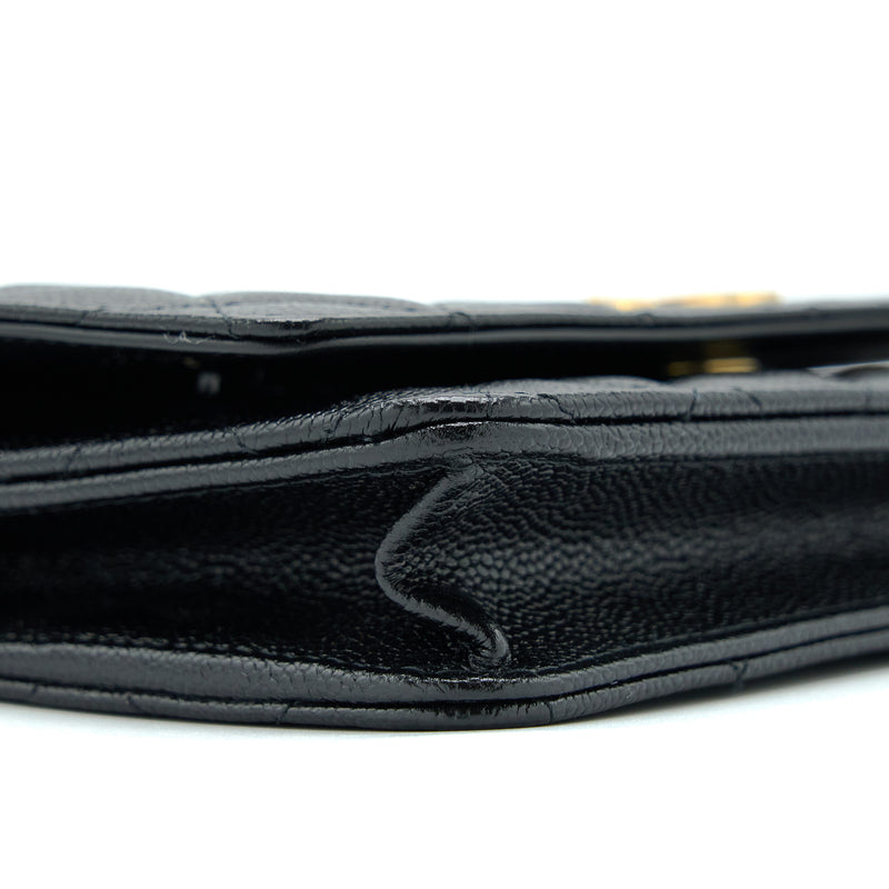 Chanel Letter Top Handle Wallet On Chain Caviar Black GHW (Microchip)