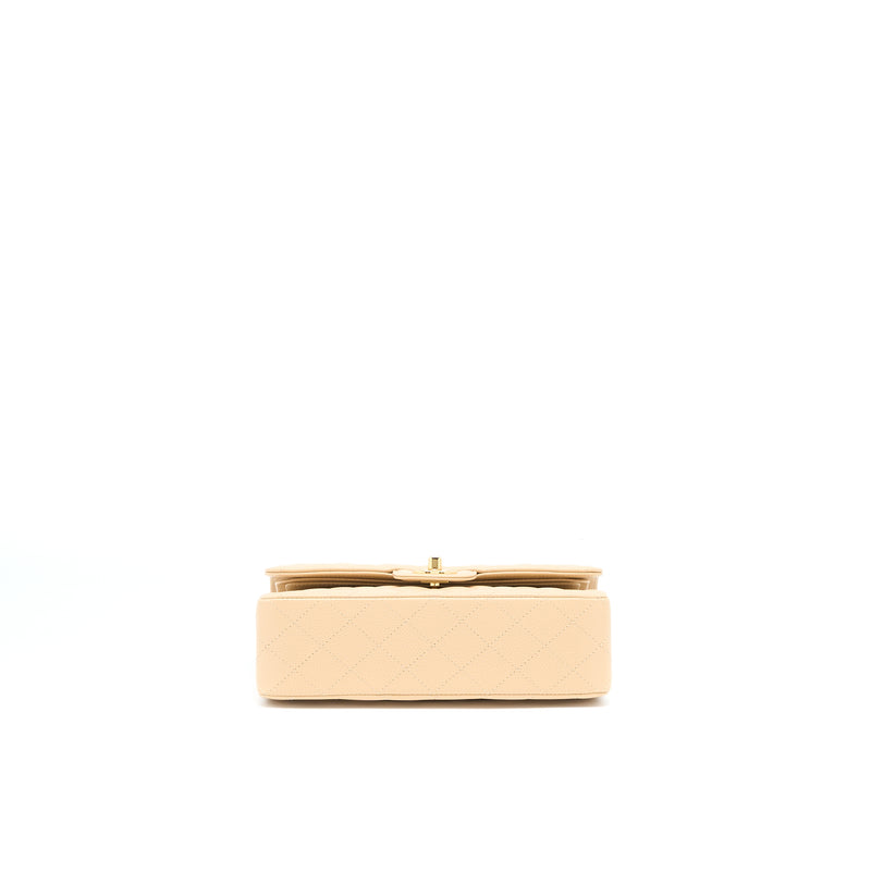 Chanel Small Classic Double Flap Bag Caviar Beige GHW(Microchip)