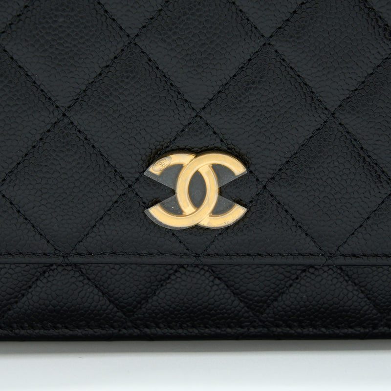 Chanel Letter Top Handle Wallet On Chain Caviar Black GHW (Microchip)