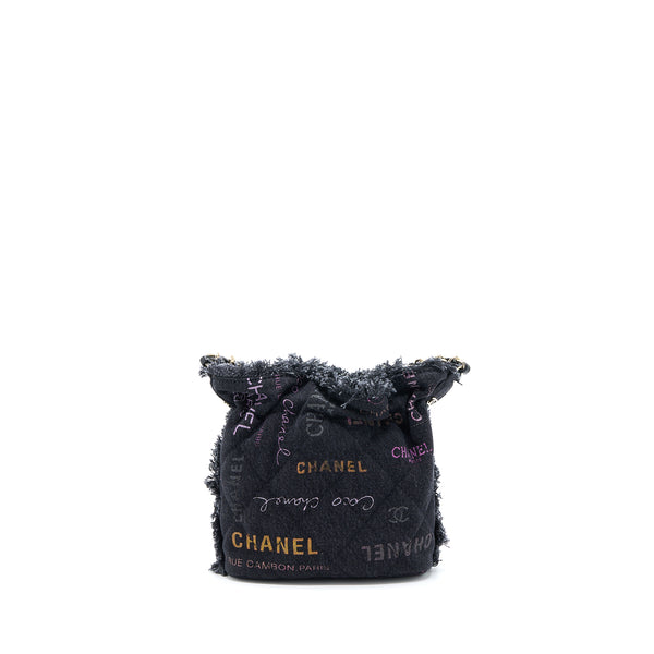 Chanel 22P Small Black Denim Bucket Bag GHW(Microchip)