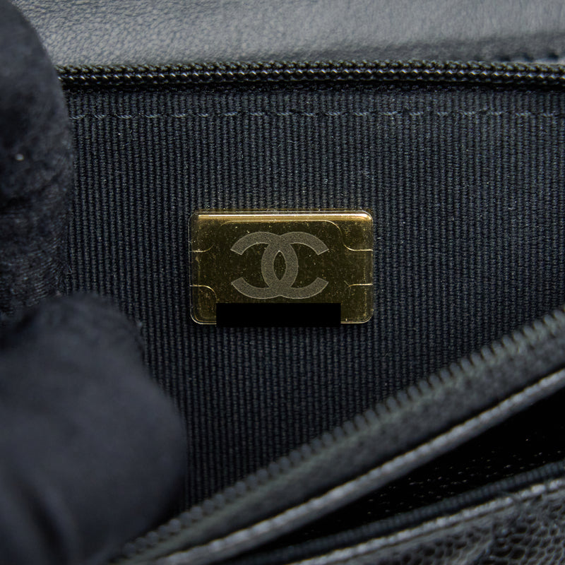 Chanel Letter Top Handle Wallet On Chain Caviar Black GHW (Microchip)
