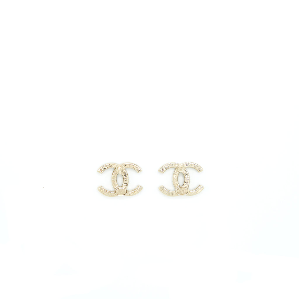 Chanel CC Logo Black And Gold Small Model Earrings