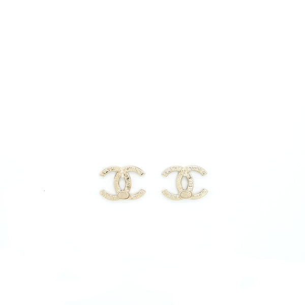 Chanel CC Logo Black And Gold Small Model Earrings