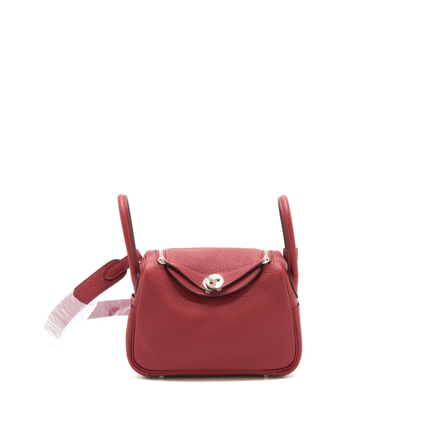Hermes Mini Lindy Clemence Rouge Grenat SHW Stamp Z