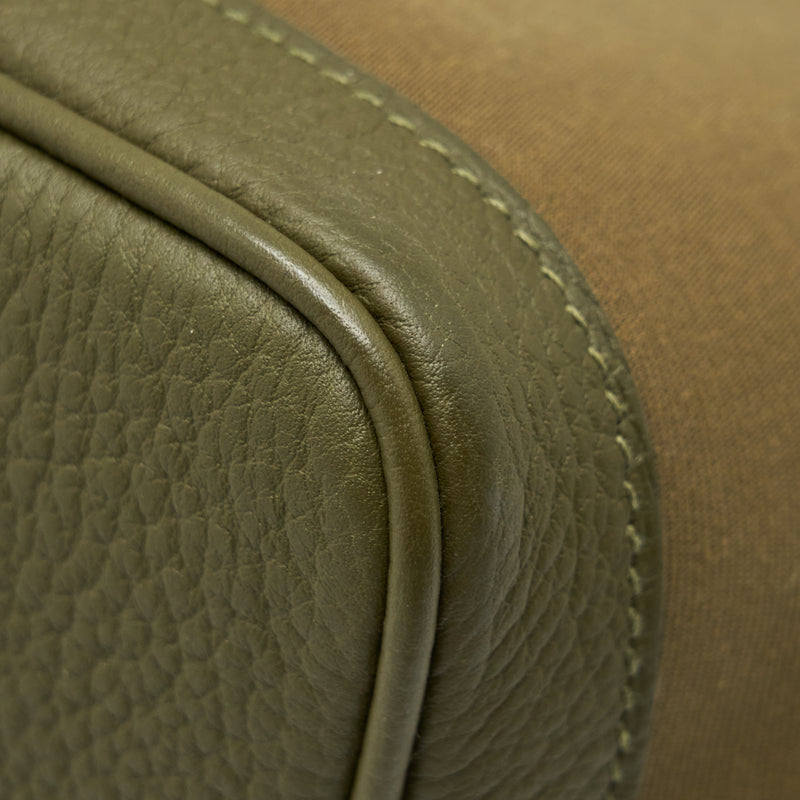 Hermes Garden Party 36 Canvas Vert Olive/Vert Veronese Stamp Y  With An Extra Twilly