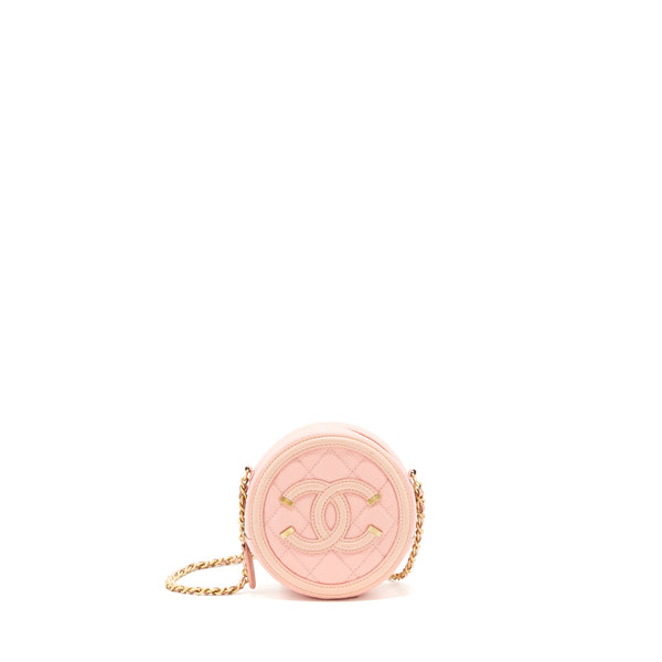 Chanel mini Round Vanity with chain caviar pink GHW