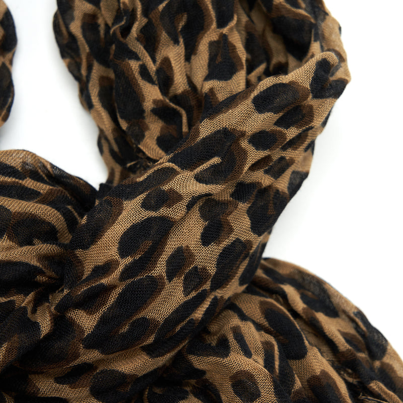 LOUIS VUITTON Cashmere Silk Leopard Stole Brown