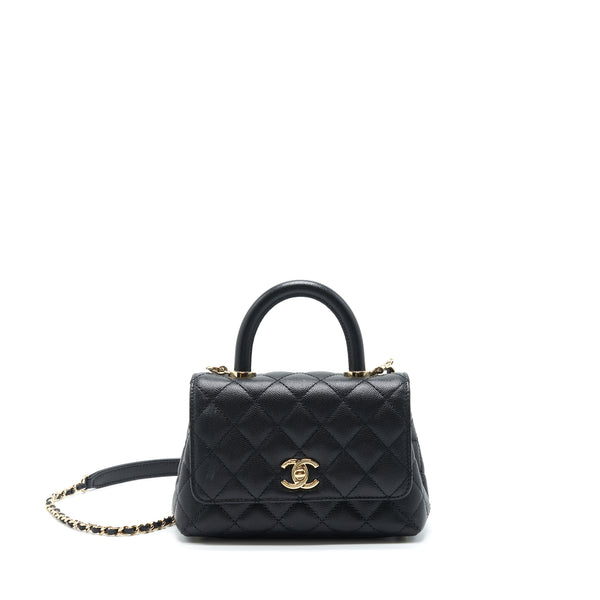 Chanel Mini Coco Handle 20cm Caviar Black LGHW (Microchip)