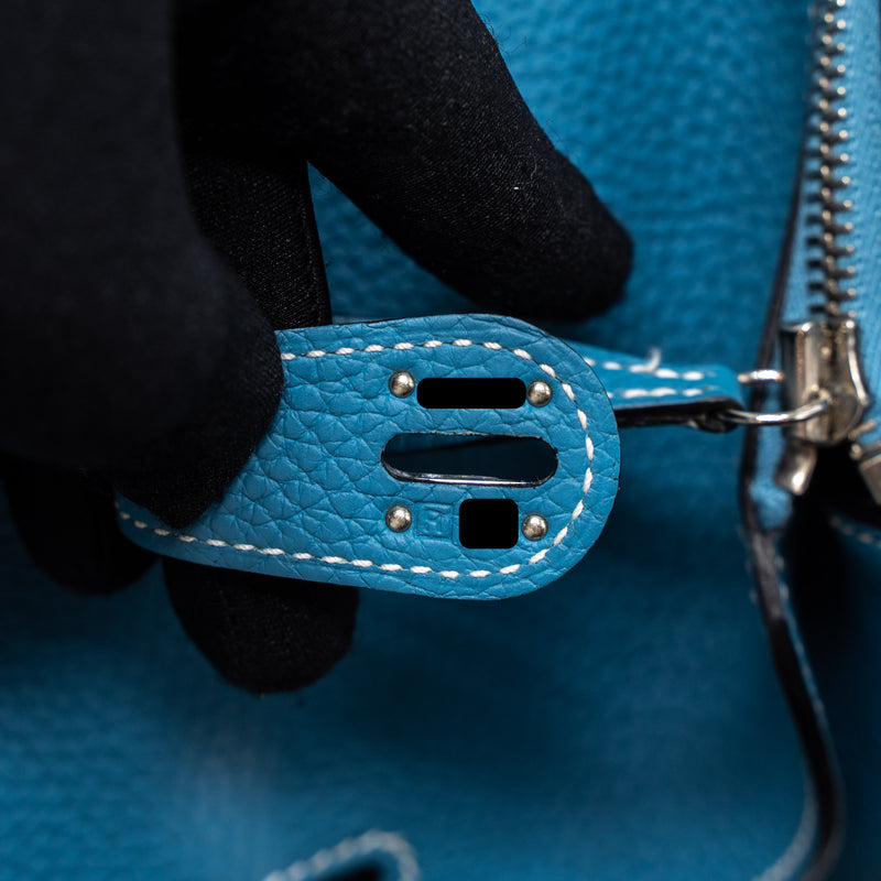 Hermes Lindy 30 Clemence Blue Jeans SHW Stamp Square R