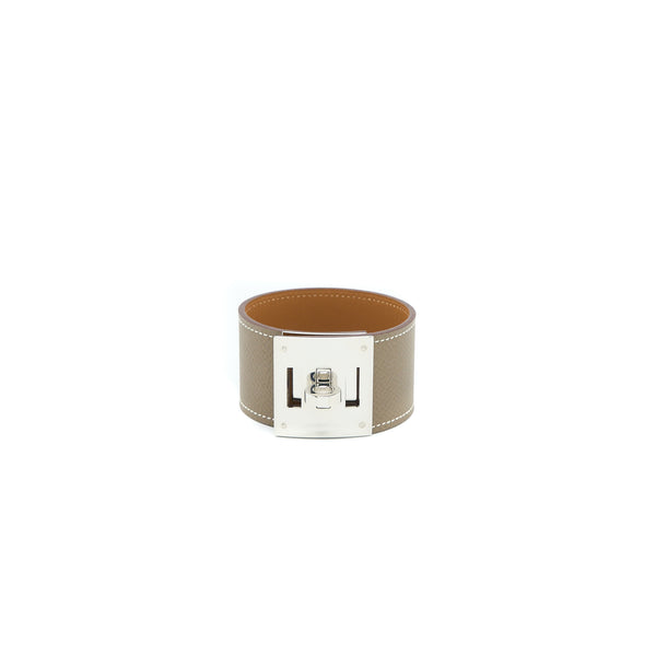 Hermes Size T3 Kelly Dog Bracelet Epsom Etoupe SHW Stamp C