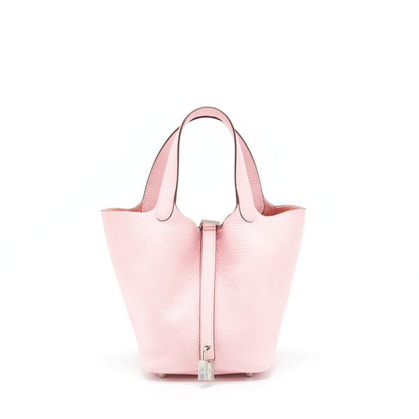 Hermes Picotin 18 Lock Bag Clemence 3Q Rose Sakura SHW Stamp Z