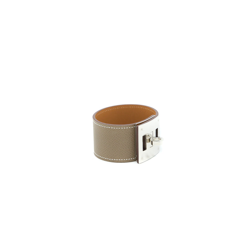 Hermes Size T3 Kelly Dog Bracelet Epsom Etoupe SHW Stamp C