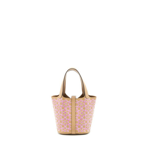 Hermes Micro Lucky Daisy Picotin 14 Swift Chai/Rose/Blanc SHW Stamp U