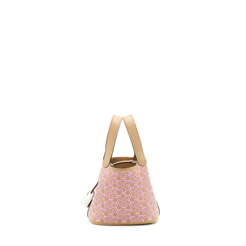 Hermes Micro Lucky Daisy Picotin 14 Swift Chai/Rose/Blanc SHW Stamp U