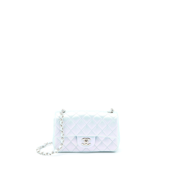 Chanel 21K Mini Rectangular Flap Bag Calfskin Iridescent Light Blue SHW (Microchip)