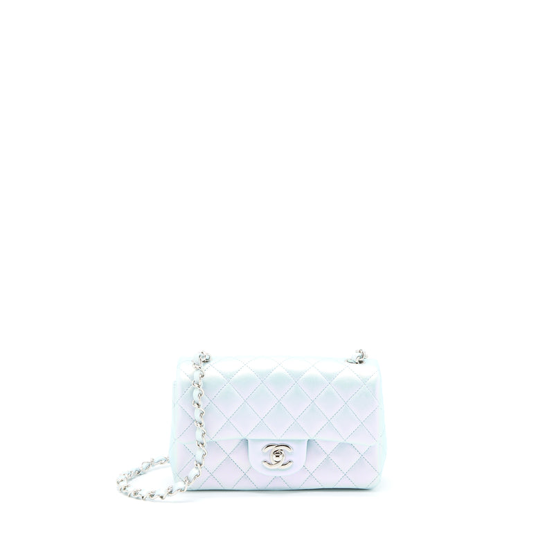 Chanel 21K Mini Rectangular Flap Bag Calfskin Iridescent Light Blue SHW (Microchip)