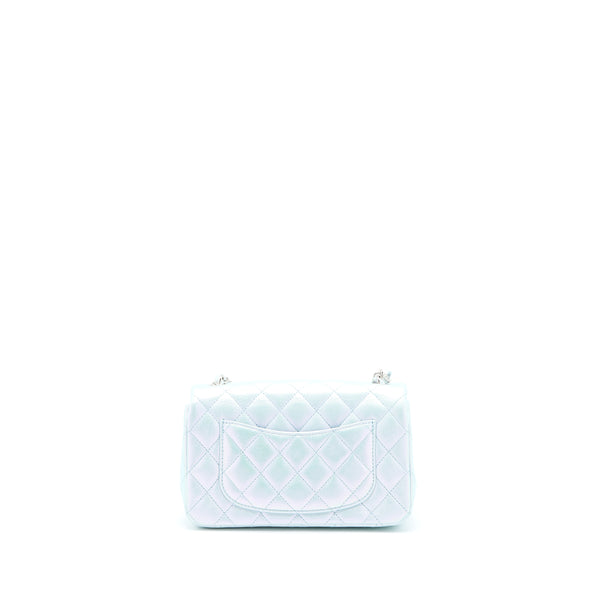 Chanel 21K Mini Rectangular Flap Bag Calfskin Iridescent Light Blue SHW (Microchip)