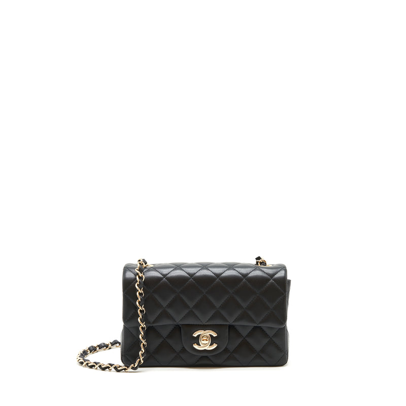 Chanel Mini rectangular flap Bag Lambskin Black LGHW (microchip)