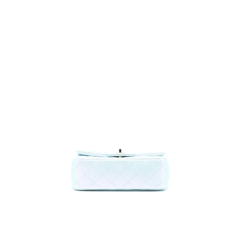 Chanel 21K Mini Rectangular Flap Bag Calfskin Iridescent Light Blue SHW (Microchip)