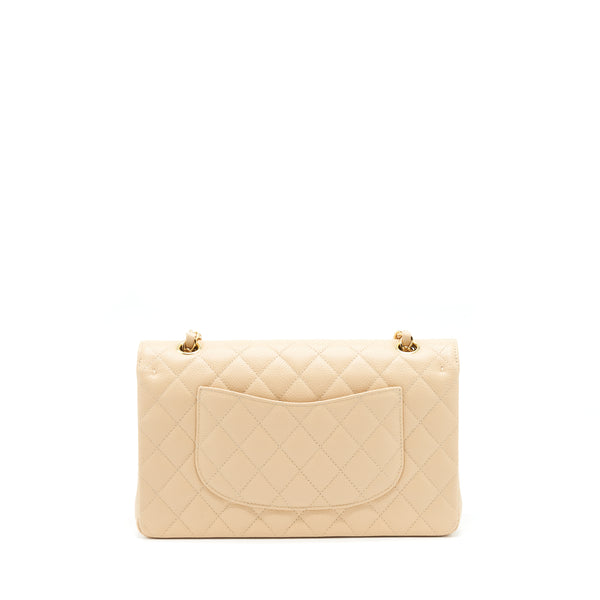 Chanel Medium Classic Double Flap Bag Caviar Beige LGHW