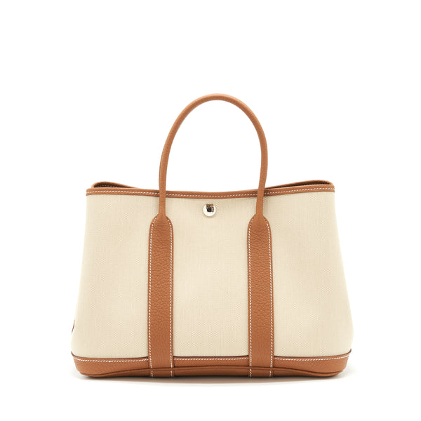 Hermes Garden Party 30 Canvas Gold SHW Stamp Z